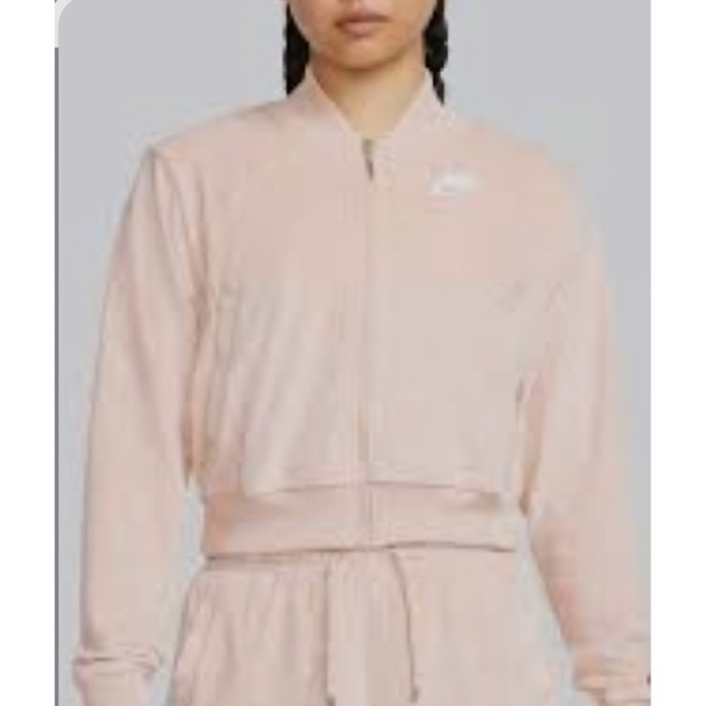 Nike Air Womens Velour Jacket Pink‎ Full Zip Embossed Logo DM9193-601 2X